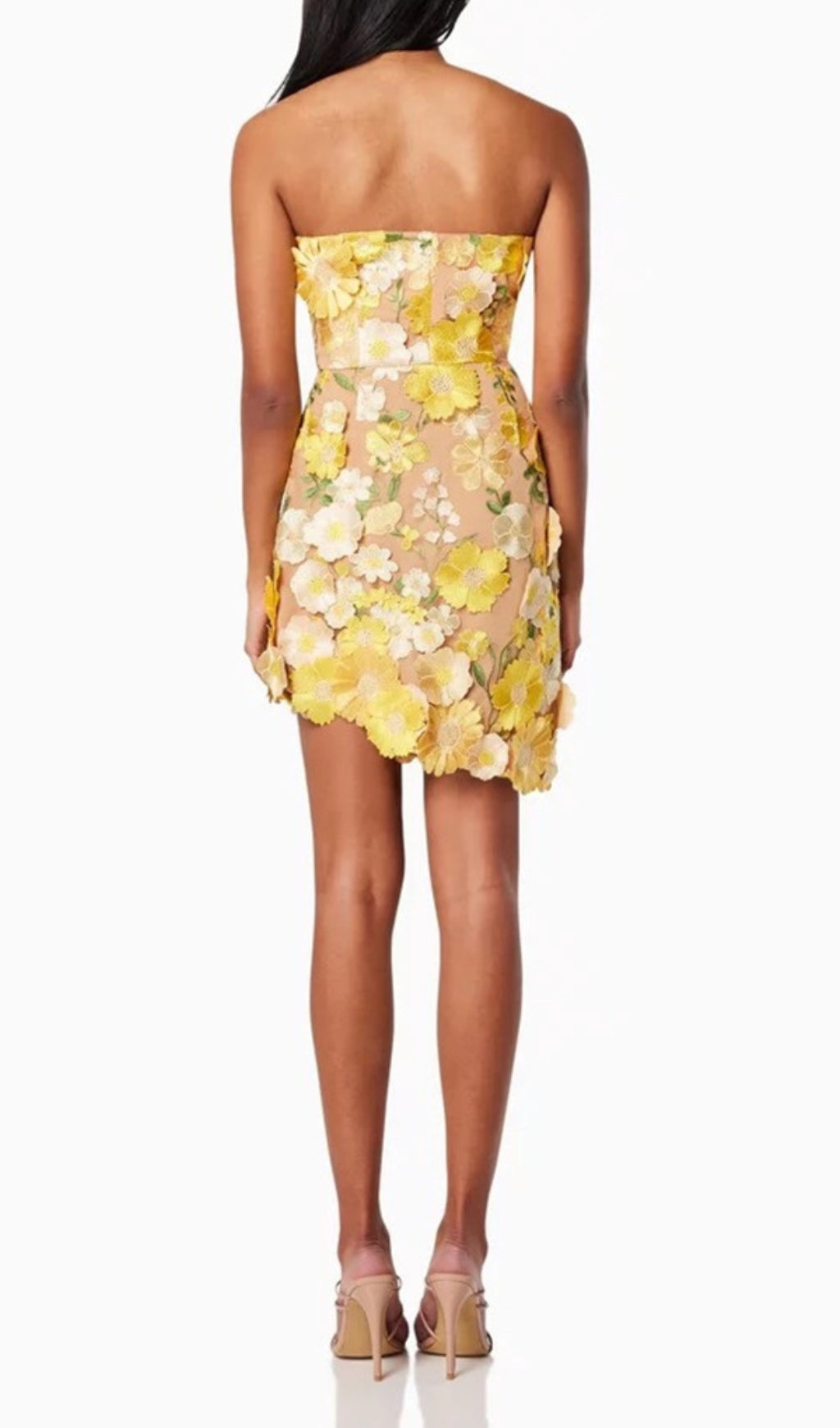 Destinee Yellow Flower Embellished Mini Dress Flowering Girl
