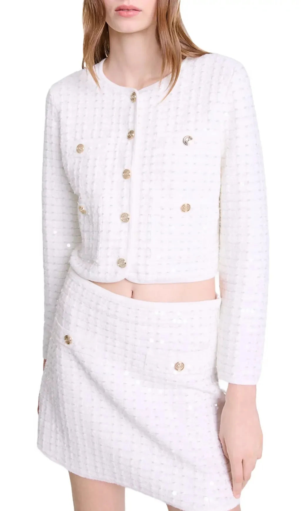 Jirtaly Sequin Warp Knit Mini Skirt Flowering Girl
