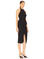 Rise Textured Halter Midi Dress in black Flowering Girl
