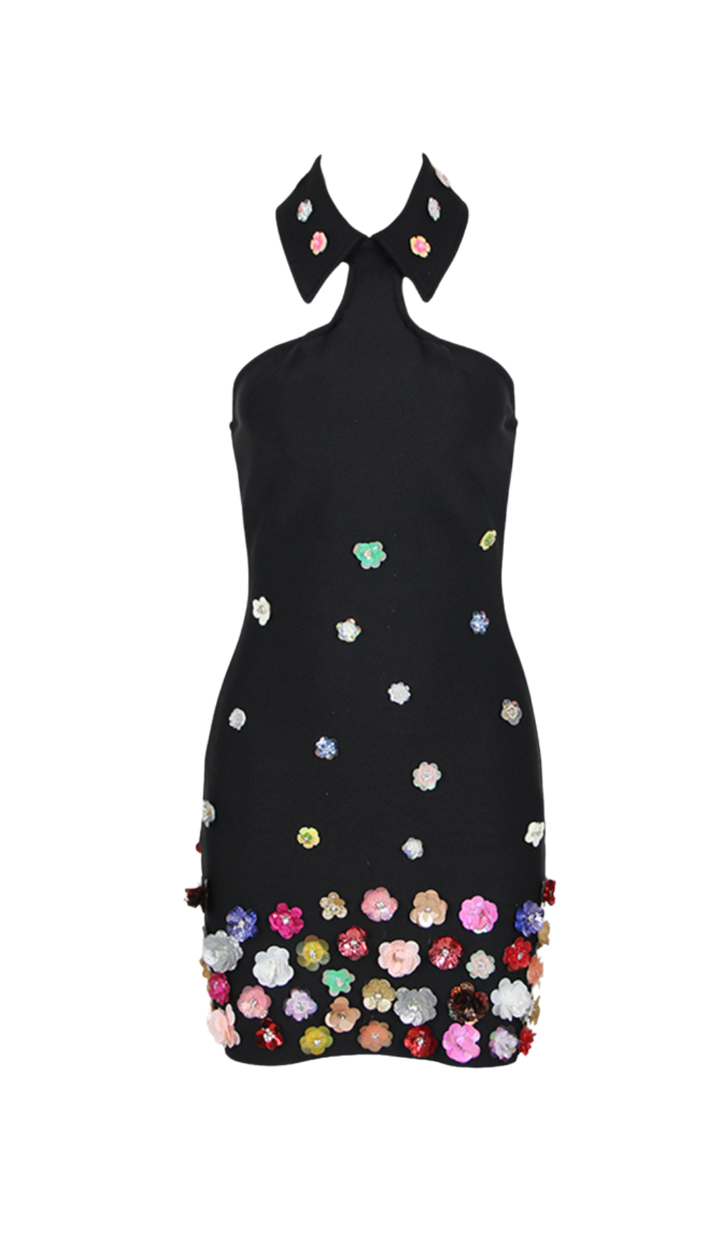 Halter Embellished Flowers Mini Dress Flowering Girl