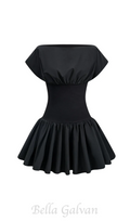 Michael Ruched Patchwork Mini Dress in Black Flowering Girl
