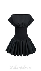 Michael Ruched Patchwork Mini Dress in Black Flowering Girl