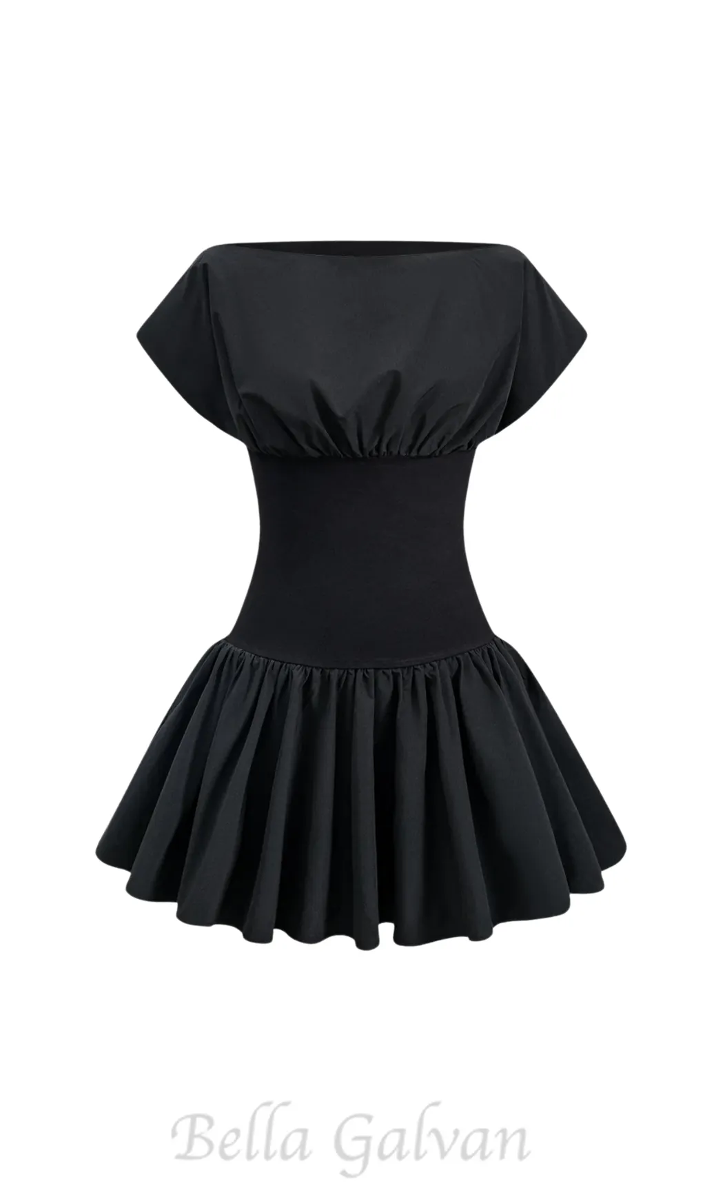 Michael Ruched Patchwork Mini Dress in Black Flowering Girl