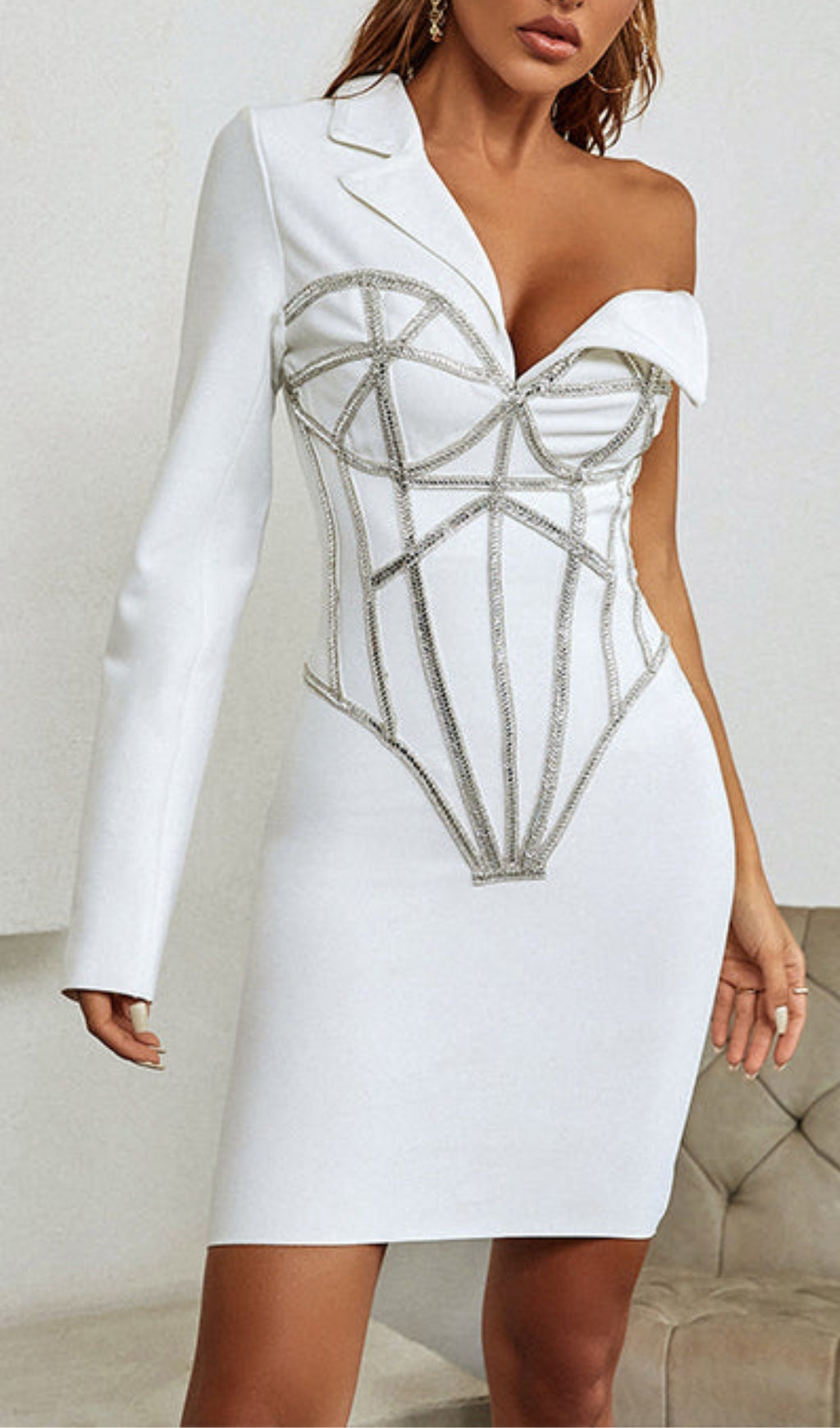 Adorns Asymmetrical One Shoulder White Dress Flowering Girl