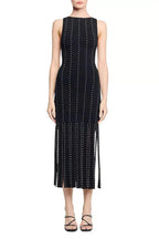 Marjorie Fringed Knit Maxi Dress In Black Flowering Girl
