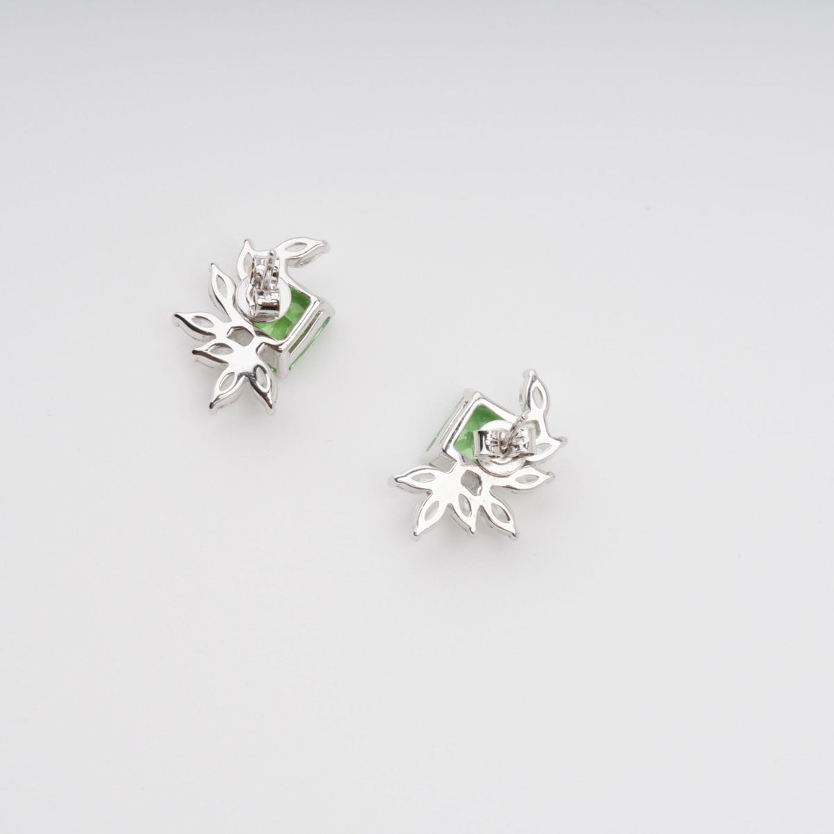 Meris Green Rectangular Gemstone Sterling Silver Earrings Flowering Girl