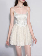Marjolein White Spaghetti Mini Dress Flowering Girl
