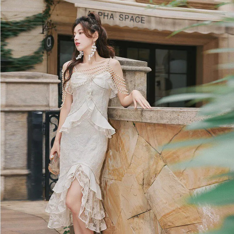 Frederica Lace-Trimmed Ruffled Slip Dress Flowering Girl