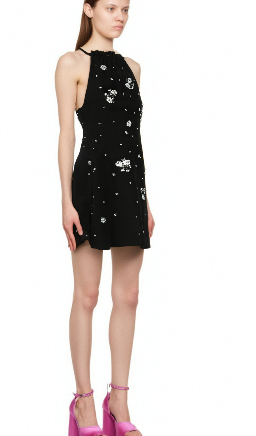 Ariane crystal-embellished scoop-back mini dress Flowering Girl