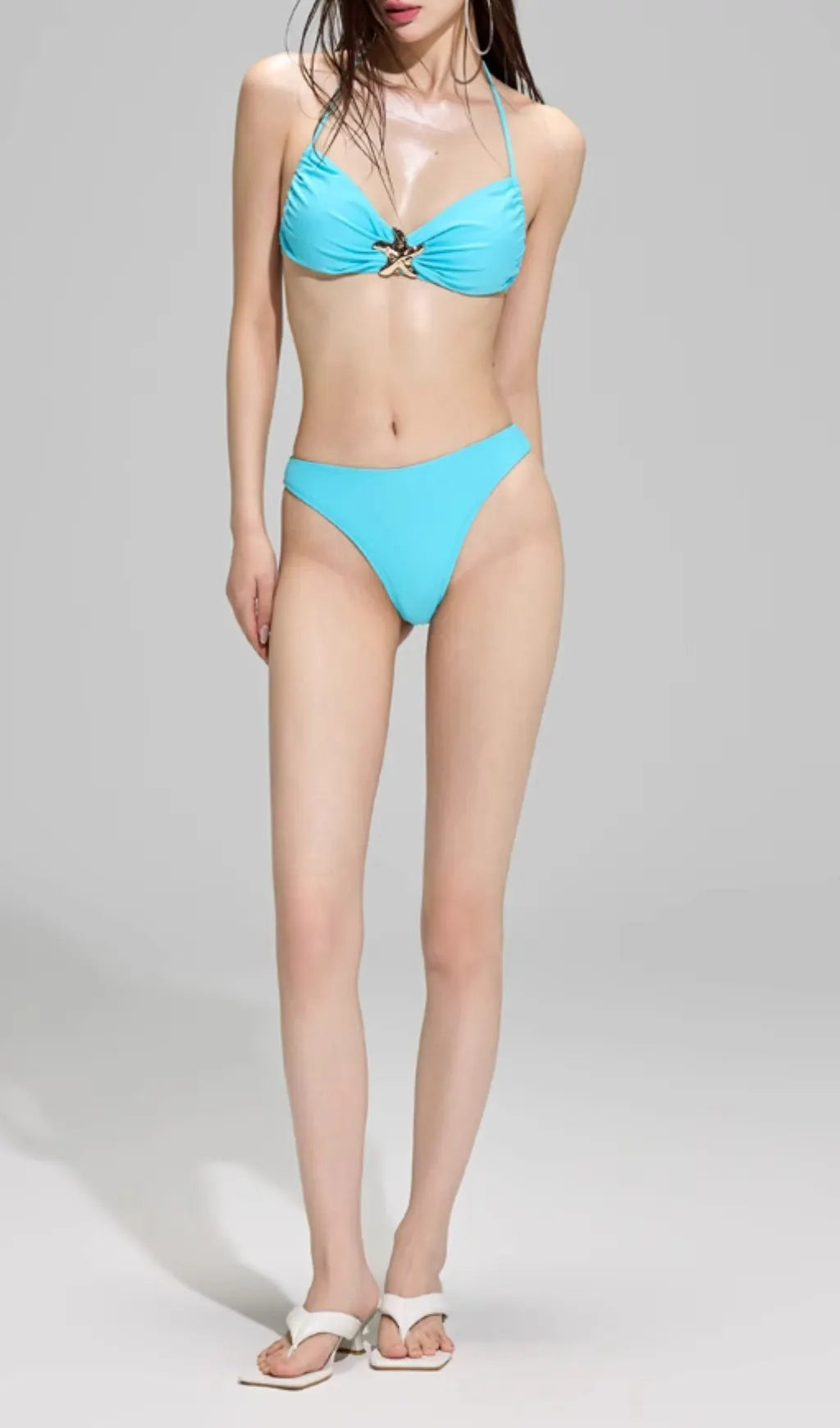 Deidra Blue Starfish Three-Piece Swimsuit Flowering Girl
