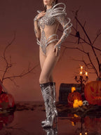Hynorek Long Sleeve Crystal Jumpsuit Flowering Girl