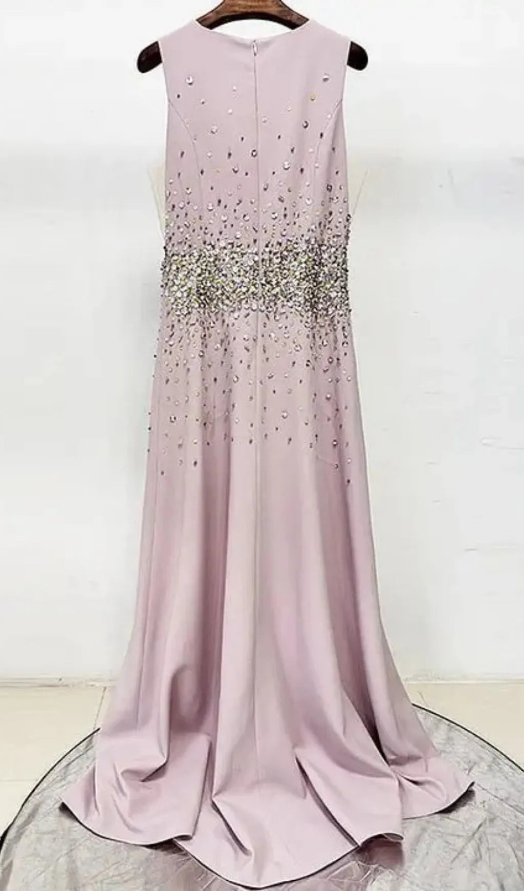 Pandora Beaded Rhinestone Sleeveless Maxi Dress - Pink Flowering Girl