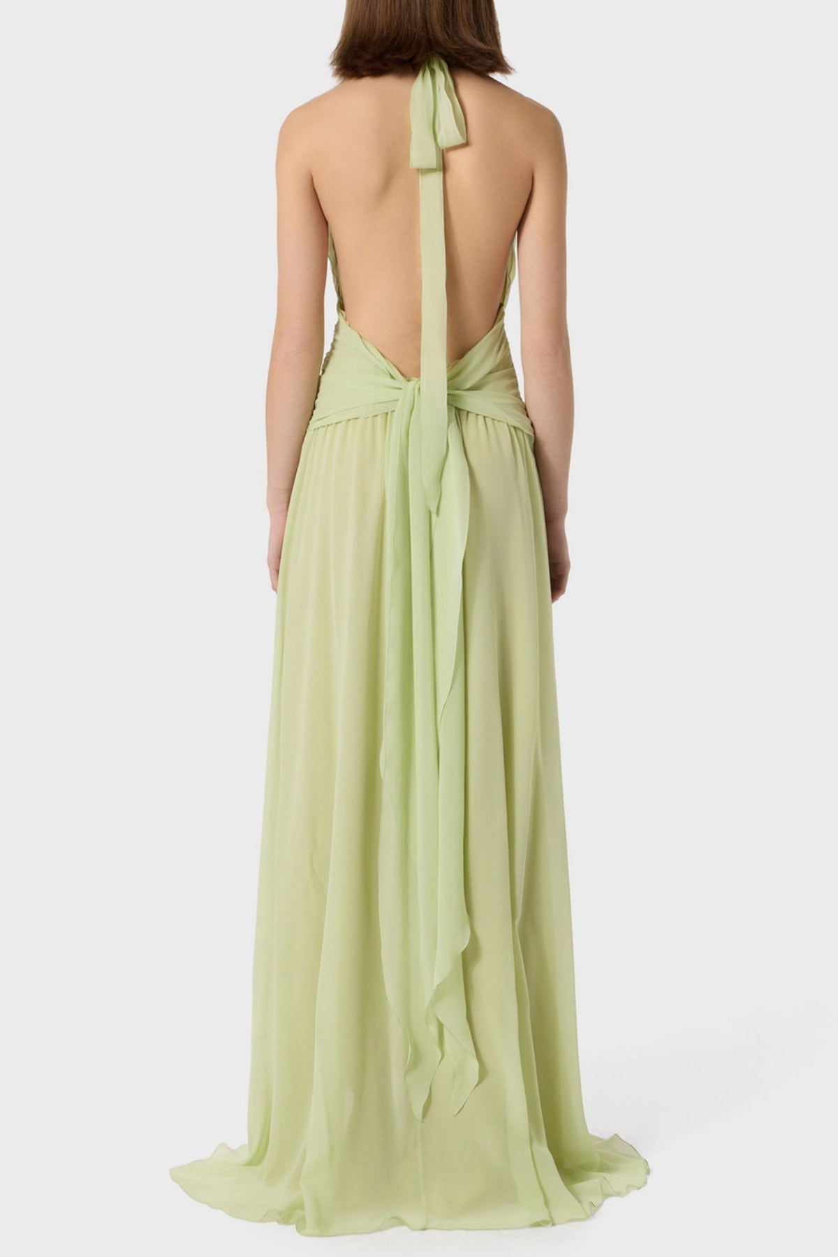 Aonaver Floral Ruffle Halter Maxi Dress in Green Flowering Girl