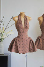 Tiffany Plunge Dot Mini Dress Flowering Girl