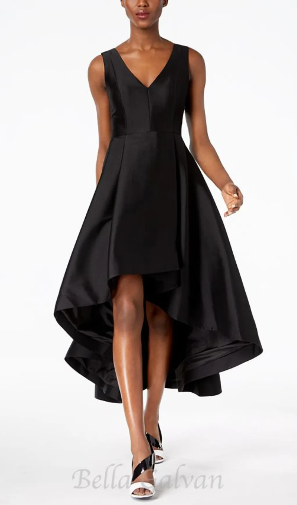 High-Low A-Line Gown in black Flowering Girl