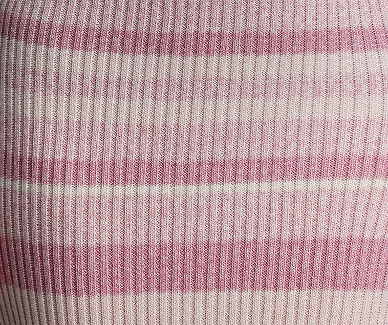 Pastel Pink Gradient Stripe Rib Knit Scoop Neck Sleeveless Midi Bodycon Dress Flowering Girl
