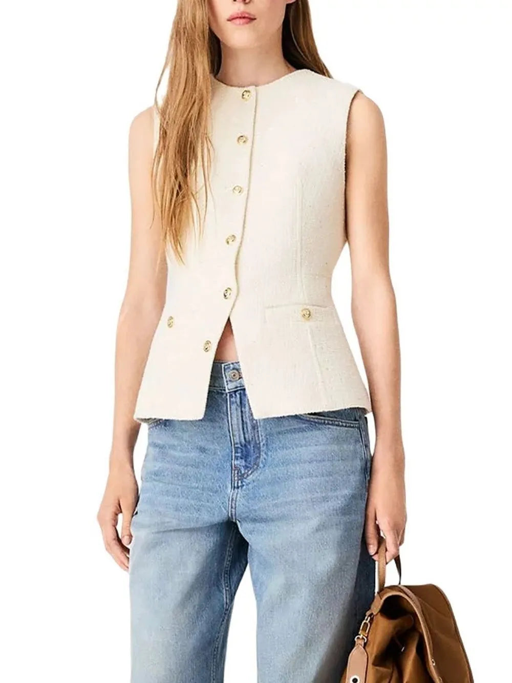 Sleeveless Tweed Waistcoat Flowering Girl