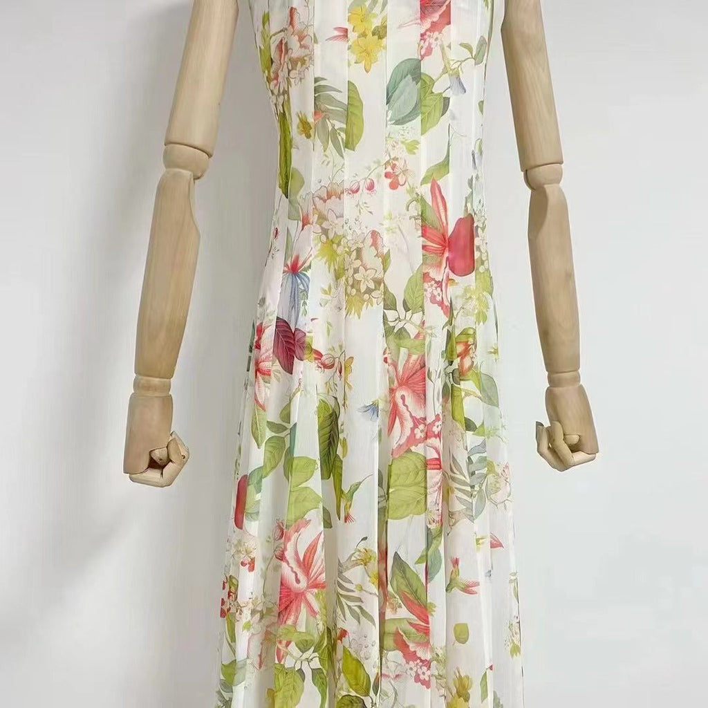 Multicolor Floral Print Fauna Gazar Gown Flowering Girl