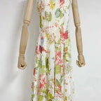 Multicolor Floral Print Fauna Gazar Gown Flowering Girl