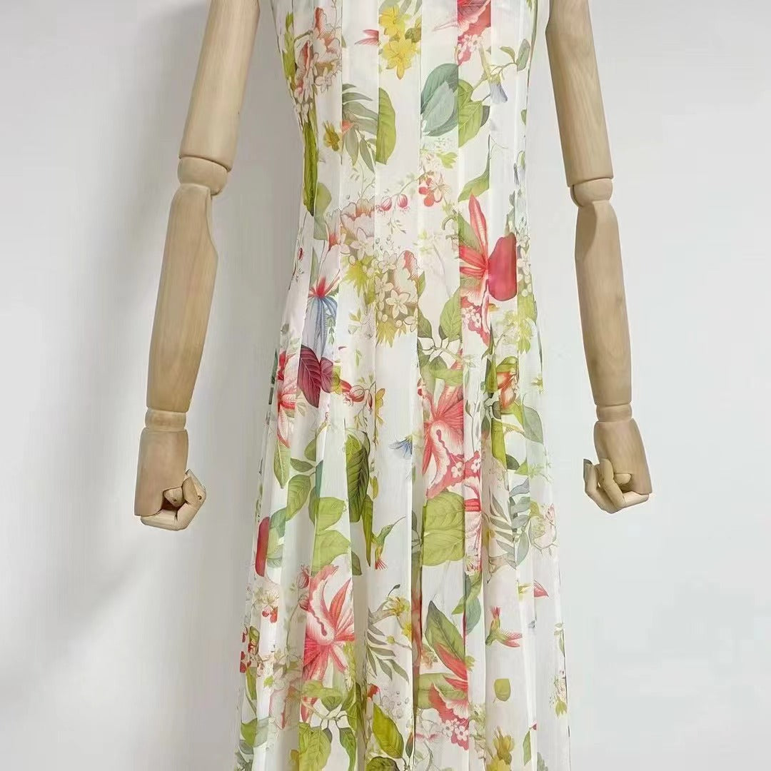 Multicolor Floral Print Fauna Gazar Gown Flowering Girl