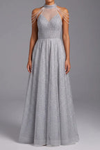 Silver Tulle A-Line Evening Gown Flowering Girl