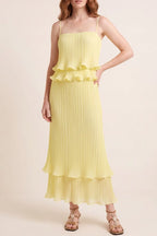 Pleated Ruffle Maxi Dress Flowering Girl