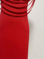 Red Stretch Jersey Or Crepe Fitted Column Dress Flowering Girl