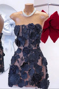 jessica floral embroidery Mini Dress in black Flowering Girl