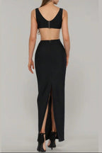 Flower V-Neck Hollow Out Maxi Dress In Black Flowering Girl