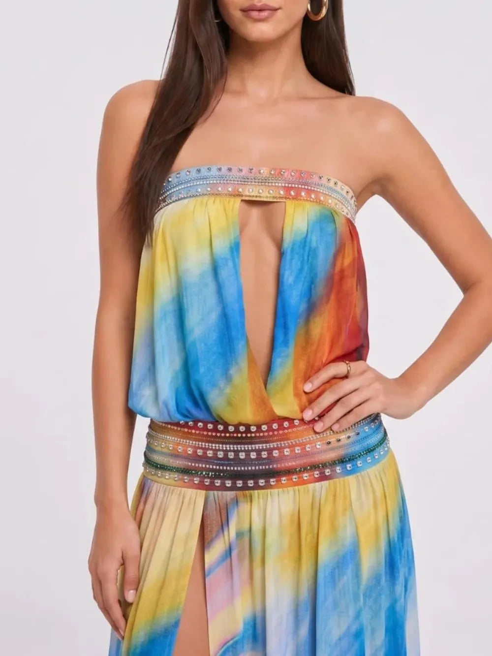 Ulviera Strapless Split Cutout Maxi Dress Flowering Girl