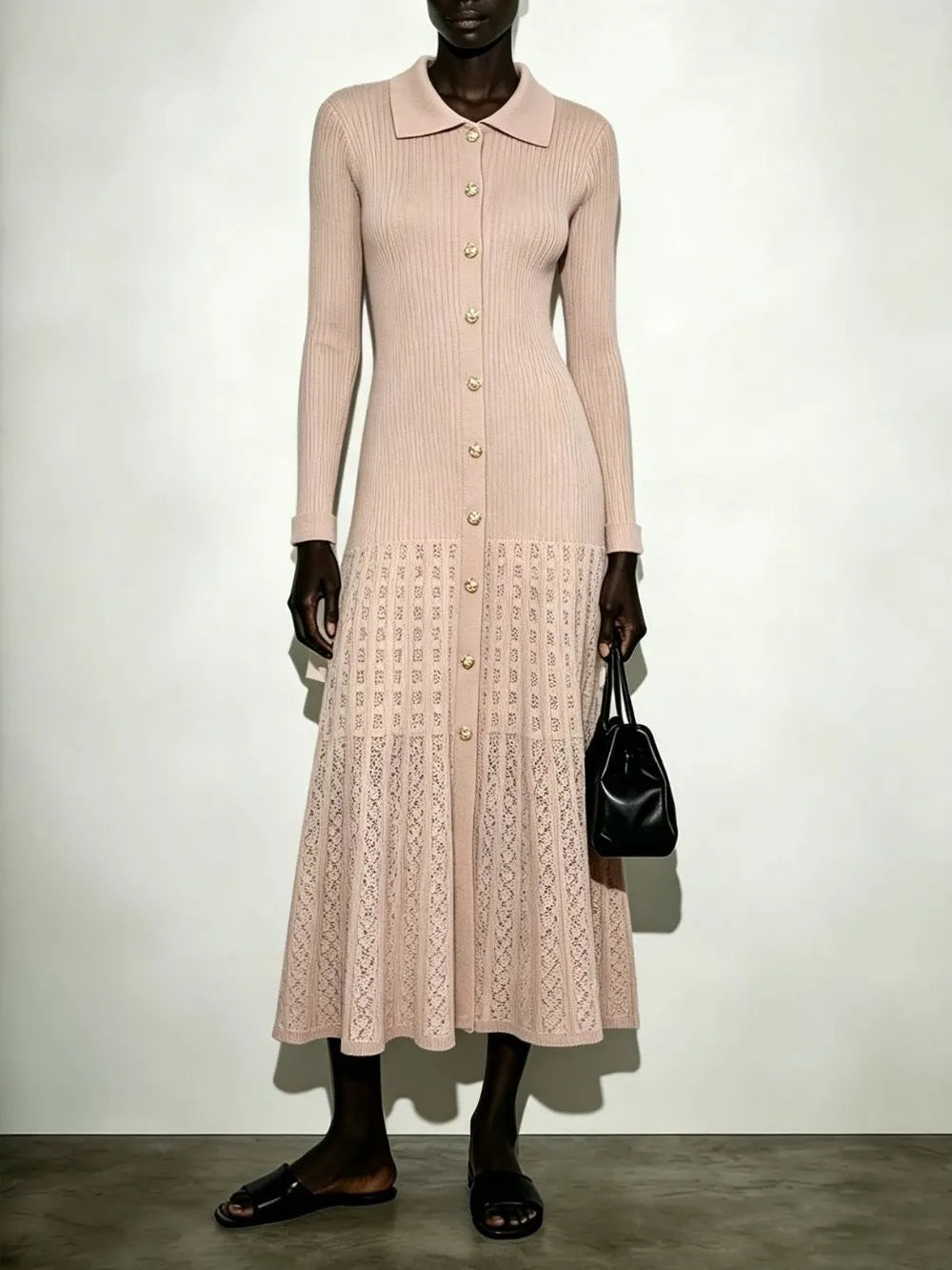Marily Long Sleeve Knit Midi Dress Flowering Girl