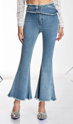Danette Rhinestone Flare Jeans Flowering Girl