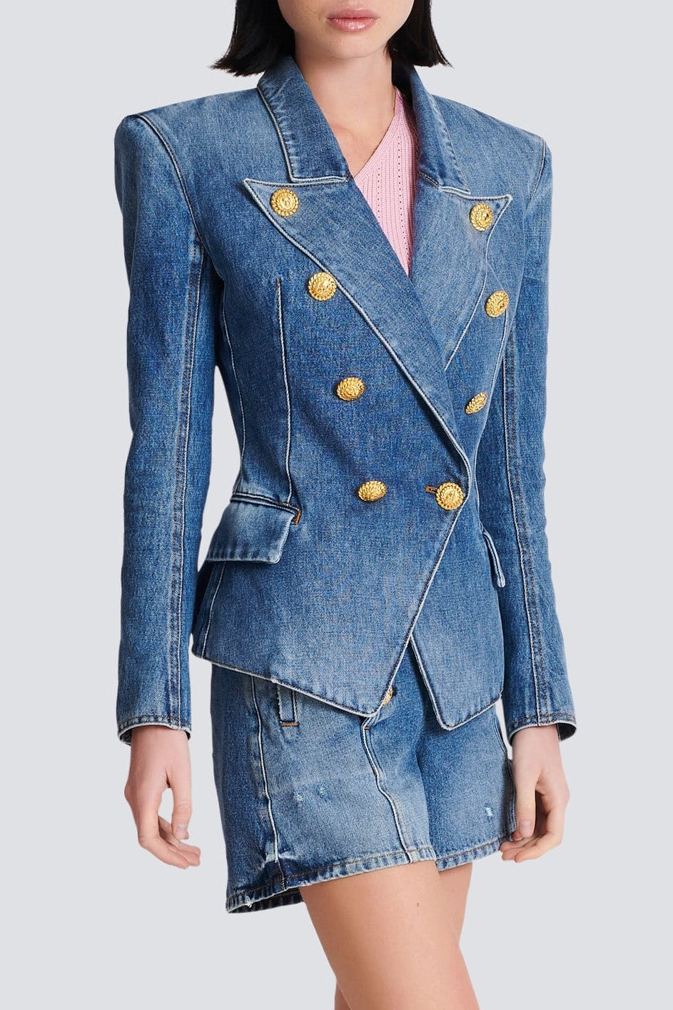 Brittia Button Denim Jacket Flowering Girl