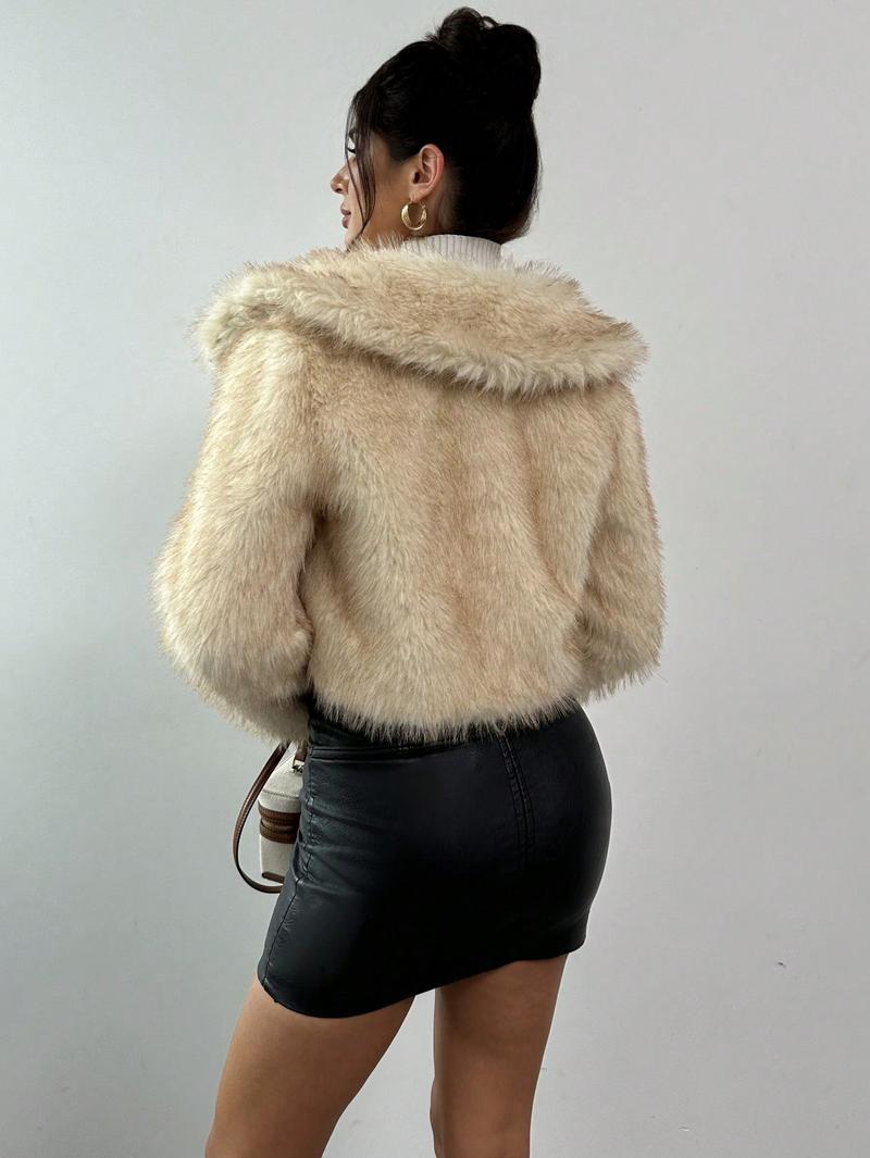 Imitation Fox Fur Long Sleeve Short Jackets Flowering Girl