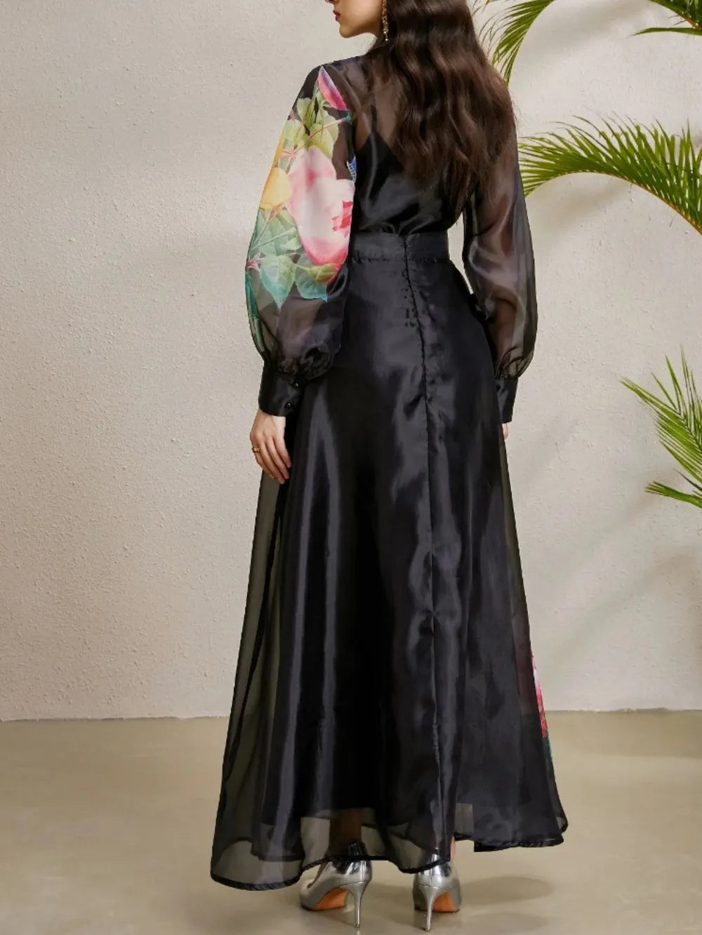 Maru Black Floral Top & Maxi Skirt Set Flowering Girl