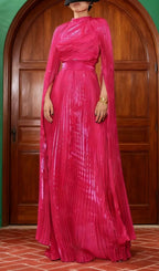 Hodaya Pleated Long Sleeve Maxi Dress Flowering Girl