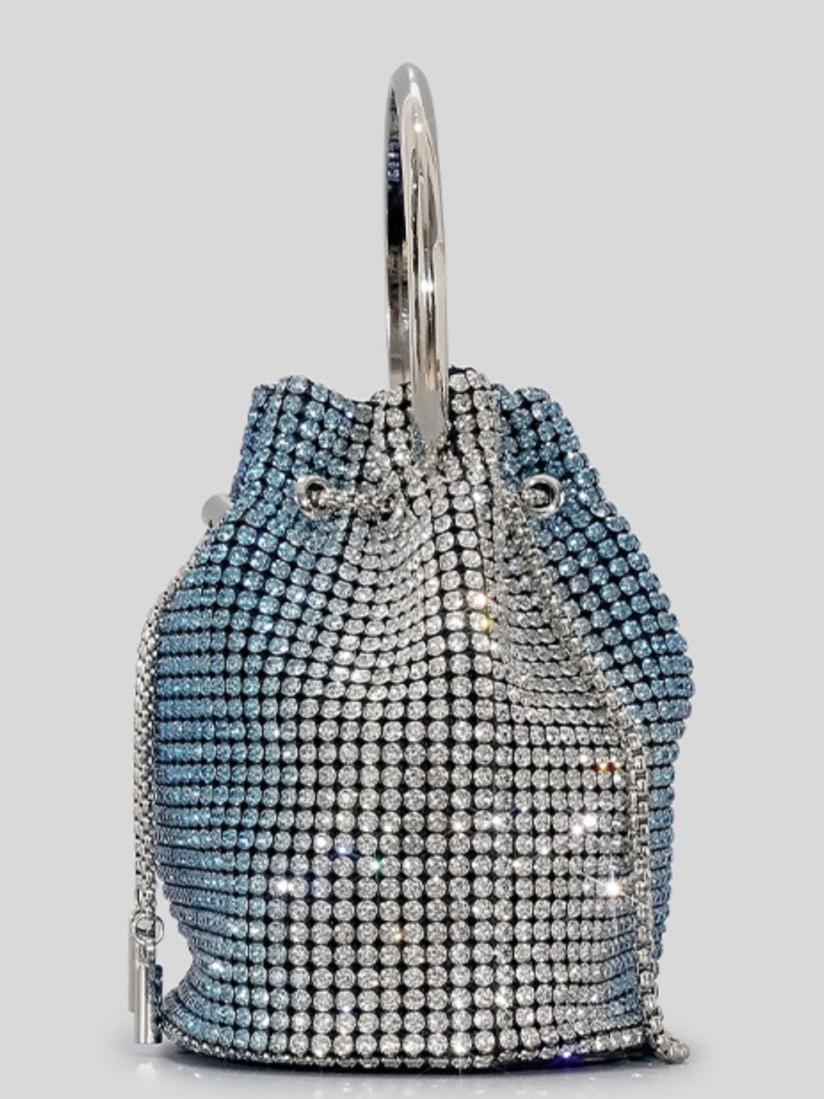 Rhinestone Bucket Bag In Blue Flowering Girl