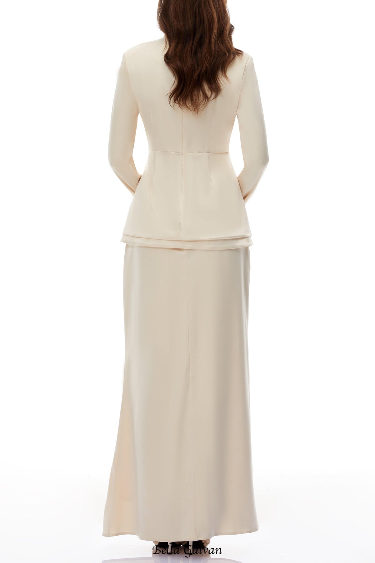 Polly Apricot Neutral Mock Neck Blouse Mermaid Skirt Set Flowering Girl