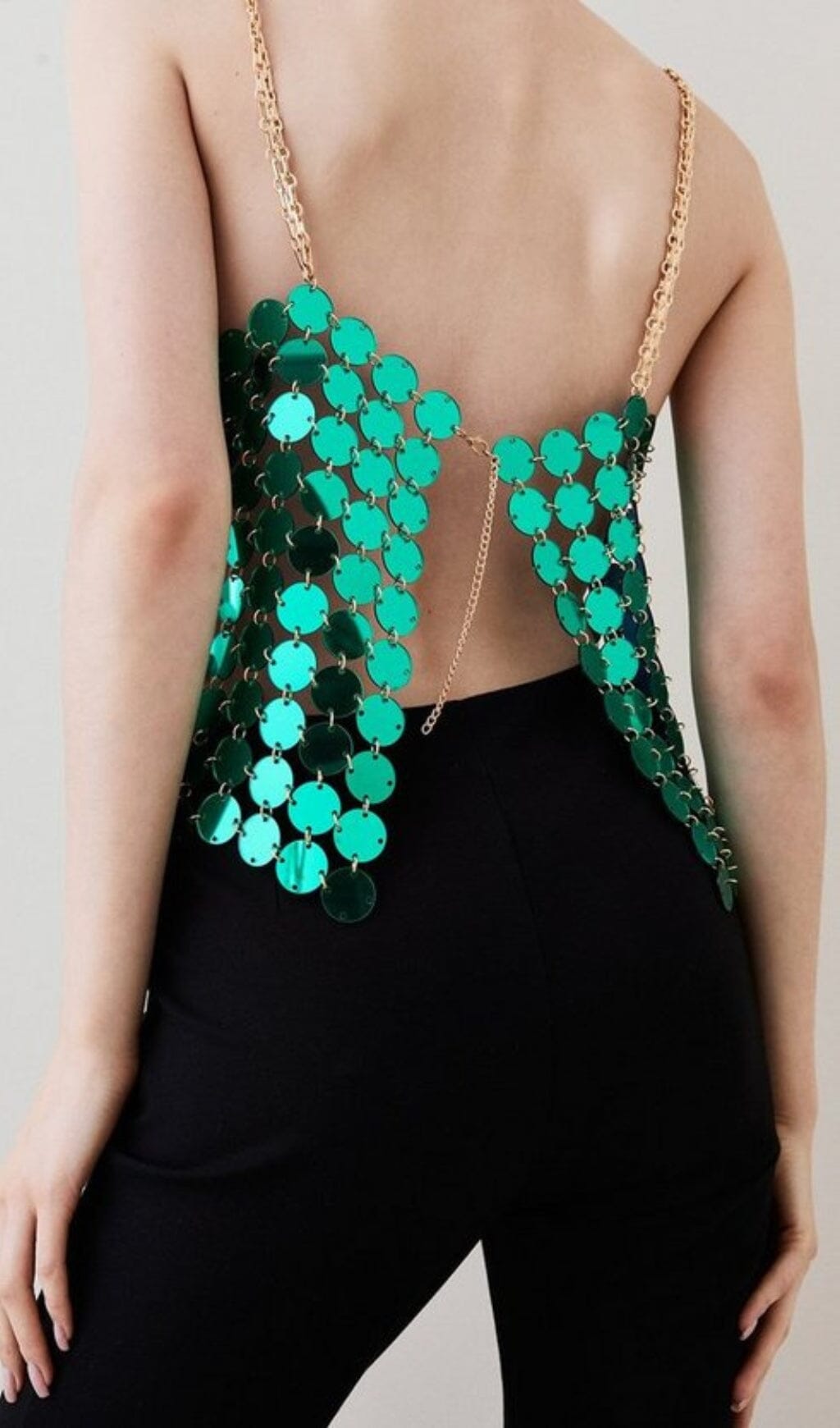 Mirrored Disc Crop Top In Green Flowering Girl