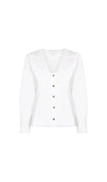 WHITE OVERSIZED COLLAR COTTON BLOUSE Flowering Girl