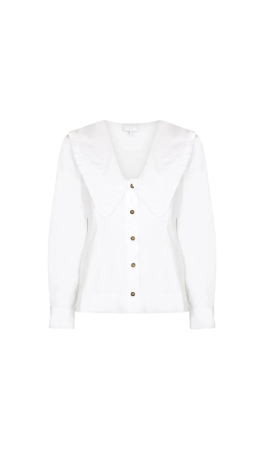 WHITE OVERSIZED COLLAR COTTON BLOUSE Flowering Girl