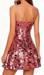 Isabela Pink Sequin Mini Dress Flowering Girl