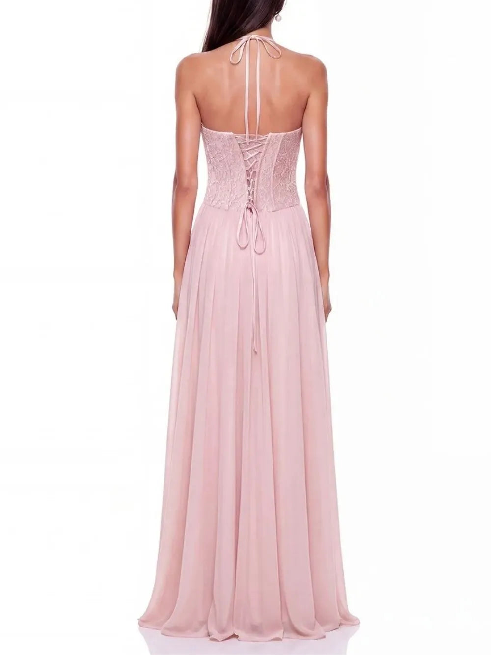 Neskor Halterneck Lace Maxi Dress Flowering Girl