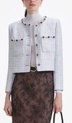 Blue Boucle Jacket Flowering Girl