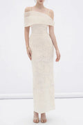 Tiffany Apricot Sheath Off Shoulder Sleeve Lace Maxi Dress Flowering Girl