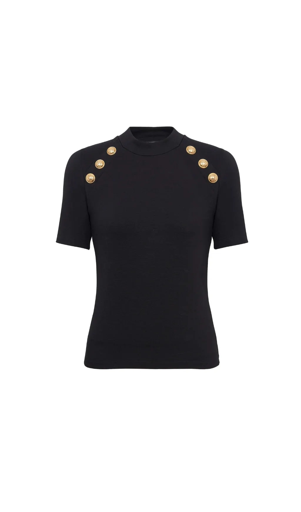 BLACK BUTTON-EMBELLISHED KNITTED T-SHIRT Flowering Girl