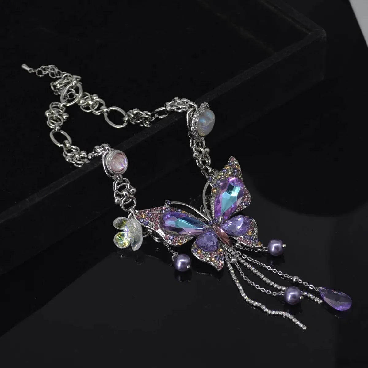 Teardrop Tassel Butterfly Necklace Flowering Girl