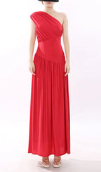 Jinte Red One-Shoulder Maxi Dress Flowering Girl