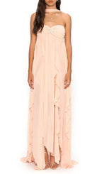 Frayne Nudepink Layered Backless Maxi Dress Flowering Girl