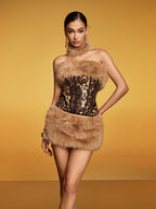 Suzanne Leopard Fur Sequin Skirt Set Flowering Girl